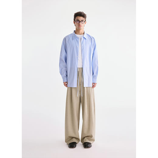 棉仓3621018001-【意式美学】意式含羊毛双褶阔腿锥形休闲西裤 商品图3