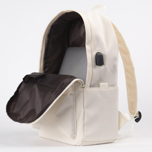 【双肩包USB款】背包双肩包学生书包简约电脑包纯色旅行包笔记本背包 商品图5