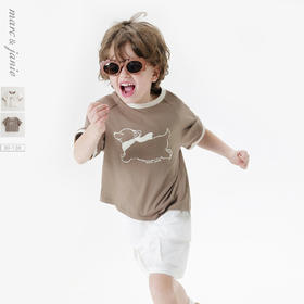 马克珍妮男童飞奔小狗休闲短袖T恤 宝宝上衣2025年夏装新款550810