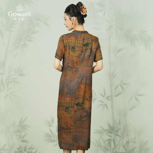 【香榭丽大道】【香云纱】乔万尼24mm真丝连衣裙重磅桑蚕丝古典立领EM2E780 商品图4