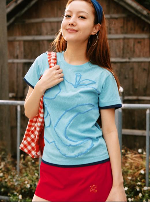 CryingCenter半透雪花竹节棉发泡3c苹果印花正肩修身短袖哭喊中心 商品图5