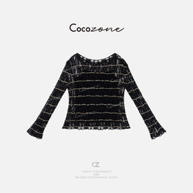 COCO ZONE 刘一一 【朦胧感】浪漫意境镂空菱格毛针织衫CD1A0760