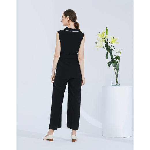 EITIE爱特爱女装春季白色线条拼接时尚V领无袖连体裤长裤5707436 商品图4