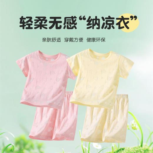 新款婴儿夏季烧花凉感短袖短裤套装新生儿睡衣男女宝宝外出服 商品图0