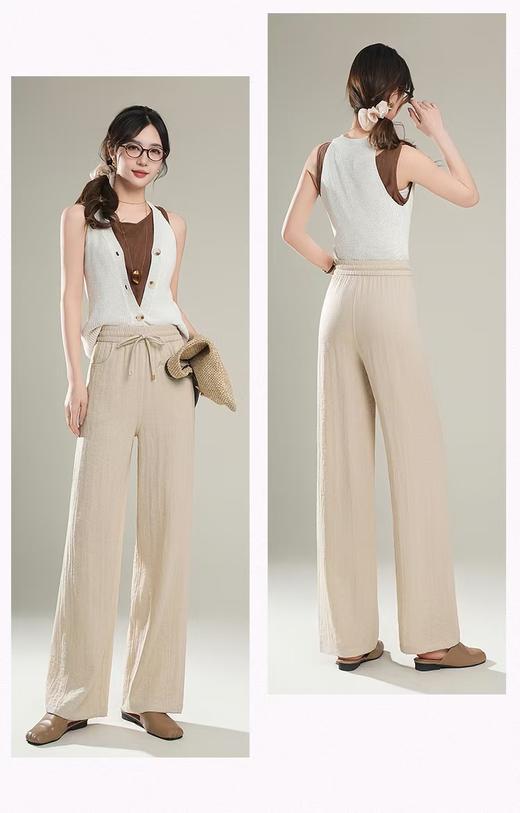 最后样衣清仓！五只白鹅—冰丝亚麻窄版直筒裤夏季透气休闲长裤2507 商品图5