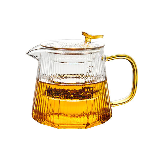 家用茶水分离竖纹茶壶电陶炉煮花茶具套装玻璃泡茶壶过滤八角壶 商品图4