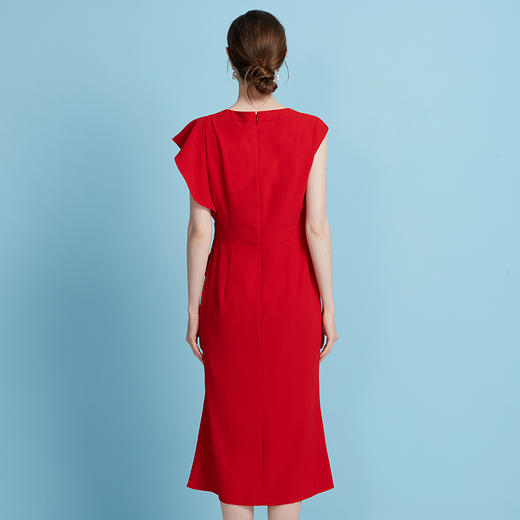 【荷叶边拼接鱼尾裙】EITIE爱特爱不对称设计优雅法式多色连衣裙B2507654 商品图11