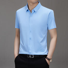 【精选】昆潮 清凉无痕短袖衬衫（12色可选） 精致领型平整抗皱垂顺耐磨柔顺亲肤6101