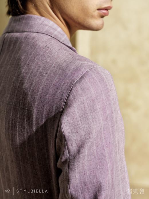 Stylbiella 法国亚麻兰花紫条纹全麻衬单西 商品图3