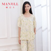 【商场同款】熳洁儿 夏季女士家居服棉莫圆领七分裤套装植物花卉25203232 商品缩略图0