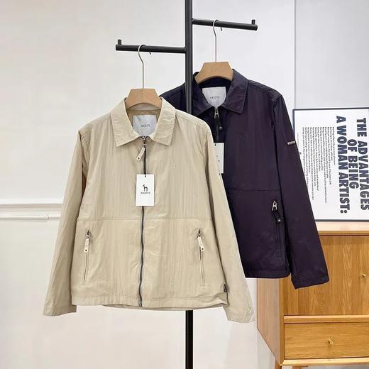 Hazzys新款时尚宽松简约休闲纯色立领拉链夹克外套 商品图3