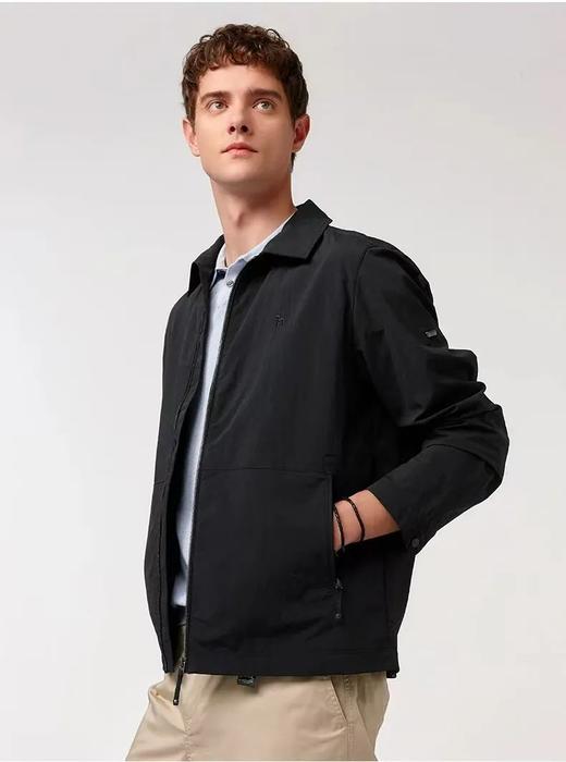 Hazzys新款时尚宽松简约休闲纯色立领拉链夹克外套 商品图0