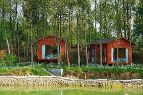 【都江堰-553号院】单房预定，8房湖畔森林独栋花园木屋，带庭院，可垂钓，机麻k歌！xh