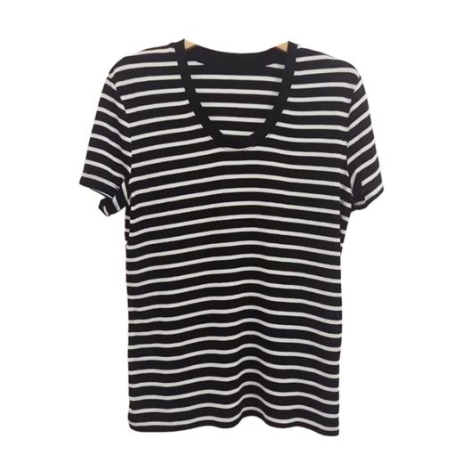 VIVIAN LIU薇薇安刘C2537302夏女装新款大U领针织条纹半袖 商品图4