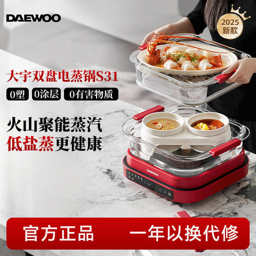 【全玻璃双锅AI烹饪】大宇玻璃电蒸锅炖煮多功能家用一体多层大容量料理锅新款 商品图0
