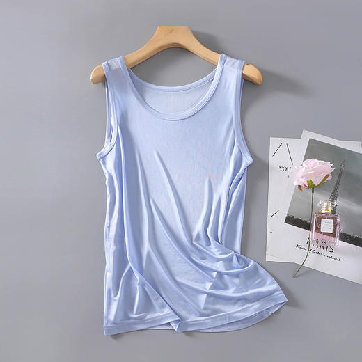 丁摩高档桑蚕丝男士背心真丝宽松夏季无袖内衣大码针织上衣宽肩AL004 商品图7