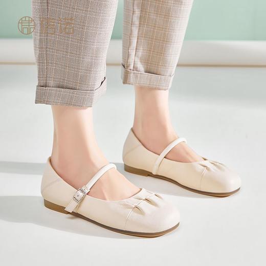 信诺羊皮低跟单鞋女2025新款春夏浅口舒适休闲鞋百搭通勤平底女鞋X5C088-80 商品图4