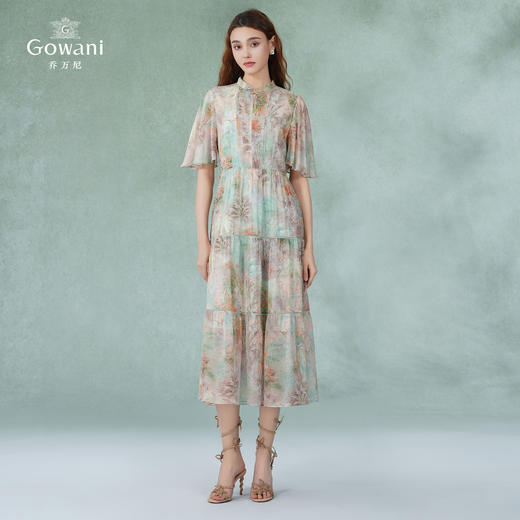 乔万尼真丝连衣裙新款100%桑蚕丝立领迷情印花EM2E850 商品图4