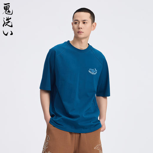 ONIARAI/鬼洗25春夏新品泥棒蓝微笑天使绣花短袖T恤男式 25NOB35 商品图1