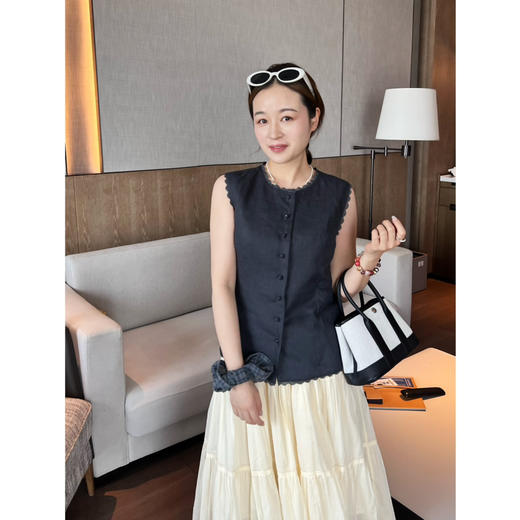 2504401    复古优雅 亚麻马甲 花边装饰 商品图7