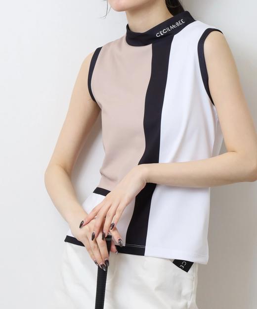 CECIL MCBEE 高尔夫 女士 彩色块撞色拼接无袖小高领T恤 商品图5