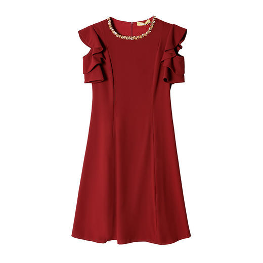 雀说小香风气质连衣裙新款名媛露肩镶钻收腰显瘦裙AL9322 商品图4