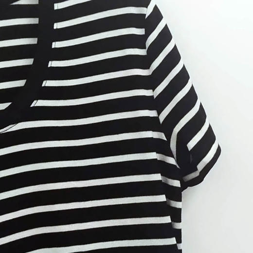 VIVIAN LIU薇薇安刘C2537302夏女装新款大U领针织条纹半袖 商品图2