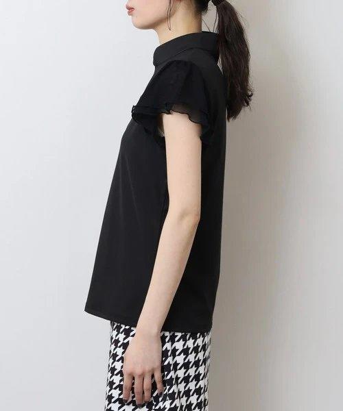 CECIL McBEE green 高尔夫女士 薄纱小飞袖立领盘扣短袖 速干运动T恤 商品图11