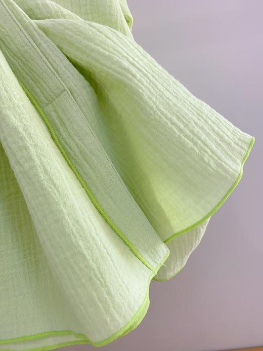 松植屋女士纯色全棉绉布短袖长裤套装女款纱布睡衣家居服 商品图9