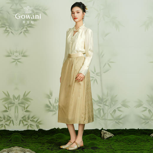 乔万尼真丝半身裙15.5mm提花国风新中式设计半裙EM2D821 商品图1