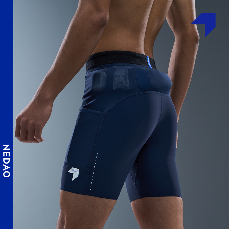 内道灵动力平纹收纳四分防滑紧身裤男款越野跑马拉松半弹跑步紧身裤