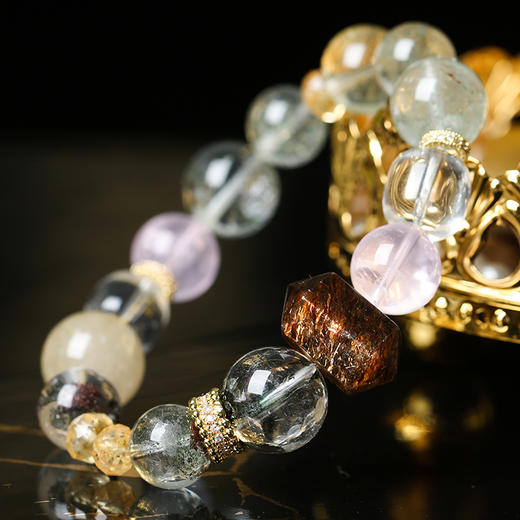 【新品】麦玲玲灵机生活【人生富婆】绿幽灵粉晶超七手链 商品图4