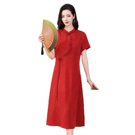 丁摩冠乐绉香云纱改良旗袍新国风桑蚕丝连衣裙AL221920 商品图4