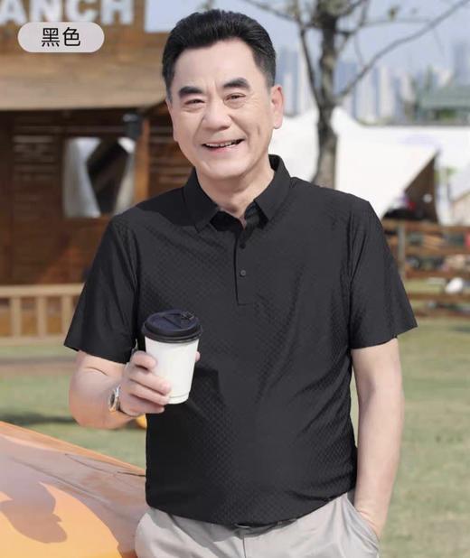 【YW】无忧购中老年爸爸夏季短袖格子提花薄感冰丝polo领T恤2408(截单后7天发货) 商品图3