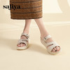 Safiya/索菲娅2025春夏软面牛皮休闲外穿百搭纯色坡跟拖鞋 SF42110148/SFD2110148 商品缩略图5