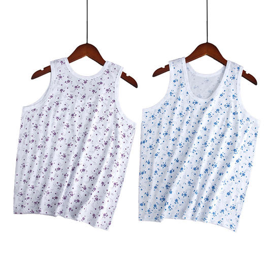 雀说2件装中老年女士纯棉背心大码妈妈老人宽松奶奶全棉汗衫夏薄马甲文化ALYMB02 商品图9