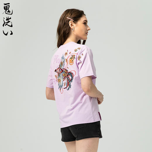 ONIARAI/鬼洗25春夏新品百福信使鸟刺绣宽松女式T恤 25NOB21 商品图2