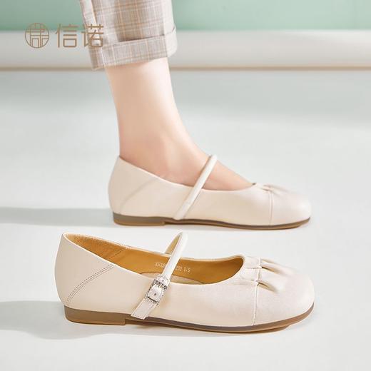 信诺羊皮低跟单鞋女2025新款春夏浅口舒适休闲鞋百搭通勤平底女鞋X5C088-80 商品图6
