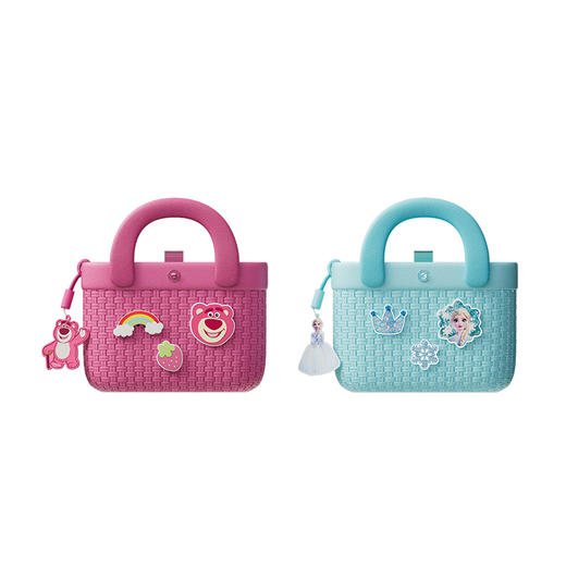 【赠公仔*1扣花*3】Koool科物酷非遗竹编包 草莓熊儿童手提斜挎包草莓熊 爱莎公主 零钱小包 商品图5