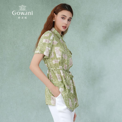乔万尼真丝衬衫女夏新品重磅桑蚕丝16mm短袖上衣ET2C233 商品图2