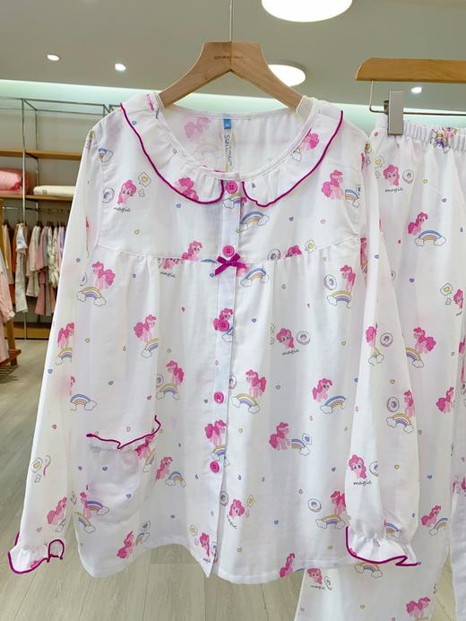 松植屋女士小马宝莉亲子款纯棉纱布长袖睡衣套装女款双层纱家居服 商品图6