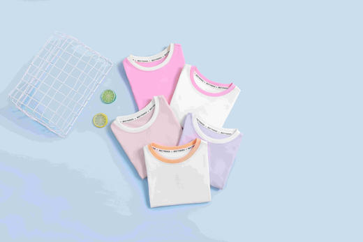 【90-140】女童夏款撞色接边短袖T恤100%棉 商品图1