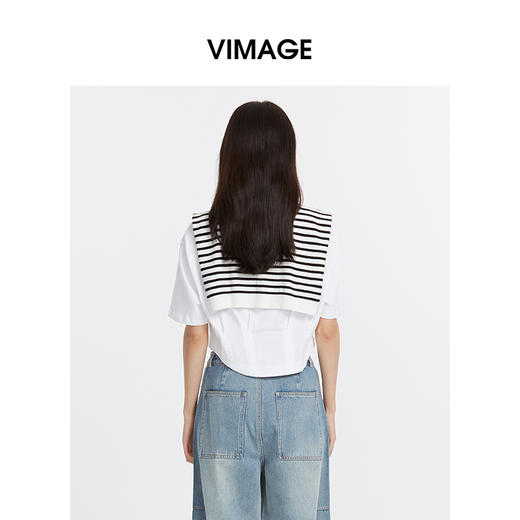 VIMAGE纬漫纪新款显瘦短款T恤上衣女V1802402 商品图4