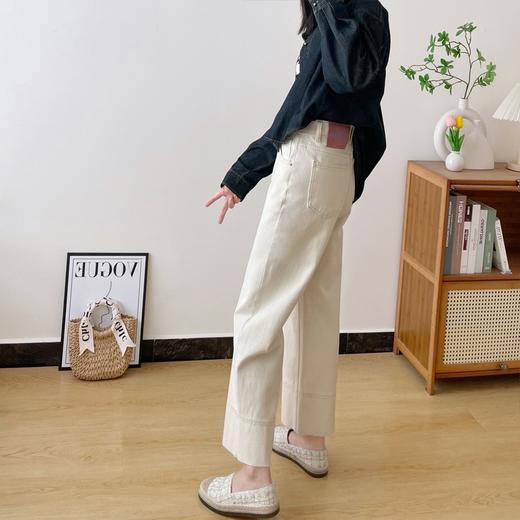 超显腿直！2025春秋新款九分直筒牛仔裤女窄版高腰弹力阔腿裤！ 商品图3