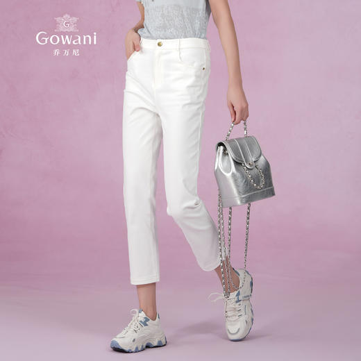 乔万尼夏季新品白色牛仔裤通勤显瘦裤子EM2F861 商品图1