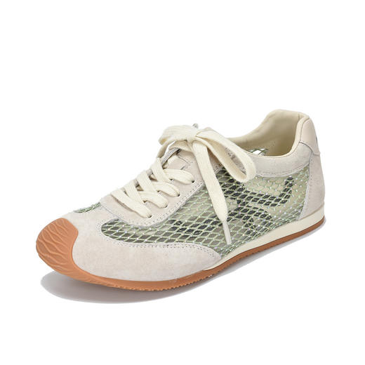 TN T6733-59糖果色透气网面系带休闲鞋真皮软底阿甘鞋运动风网鞋 商品图3