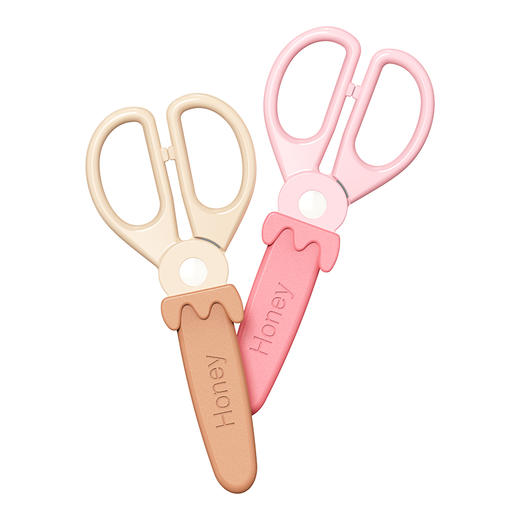 齐心 儿童卡通手工剪刀 B2789 冰淇淋保护套儿童剪刀 草莓粉 1把 商品图1