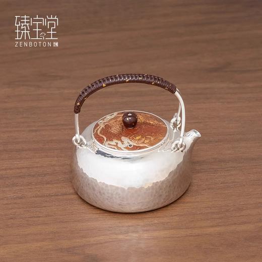 臻宝堂银壶999纯银泡茶壶纯手工雕刻青龙盖提梁壶足银一张打小壶云龙九现青龙壶170ml 商品图1