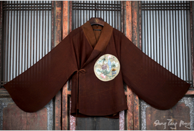 盛唐牡丹 |真丝红云纱手绣偏襟上衣