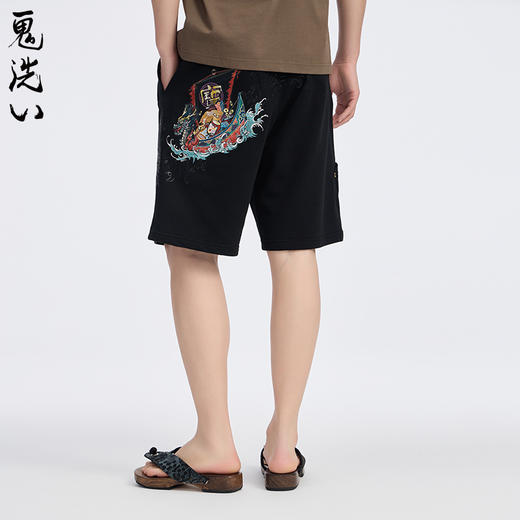 ONIARAI/鬼洗25春夏新品泥棒蓝宝船绘绣花针织短裤男式 N540170 商品图0